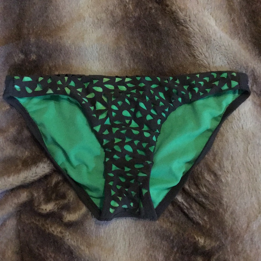 Brown and green bikini bottom